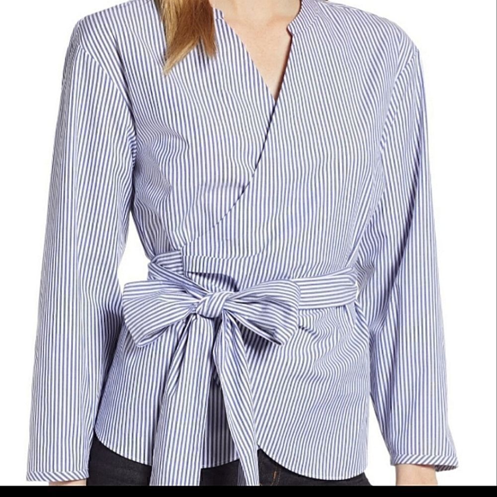 NWT J CREW STRIPED Wrap Top